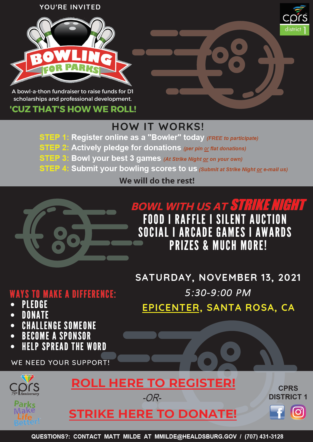 Bowling for Parks - Program Flyer